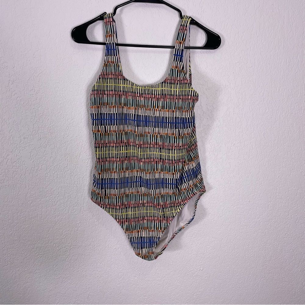 Athleta Colorful Striped Scoop Back One Piece Swimsuit Medium